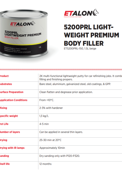 5200PRL LIGHTWEIGHT PREMIUM BODY FILLER TDS