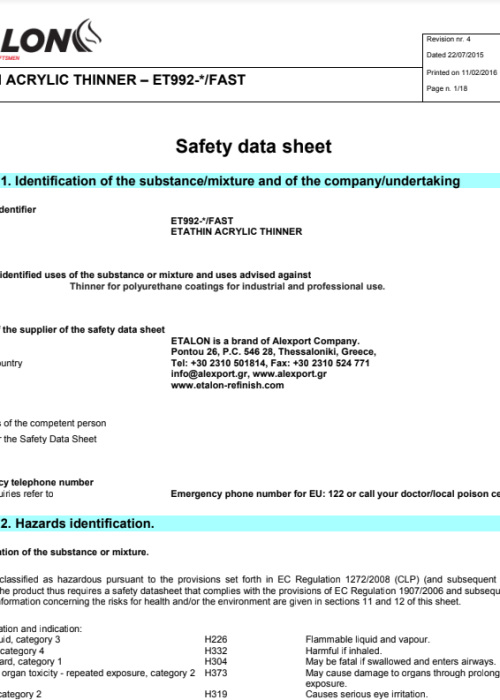 992 ACRYLIC THINNER FAST MSDS (ENG)
