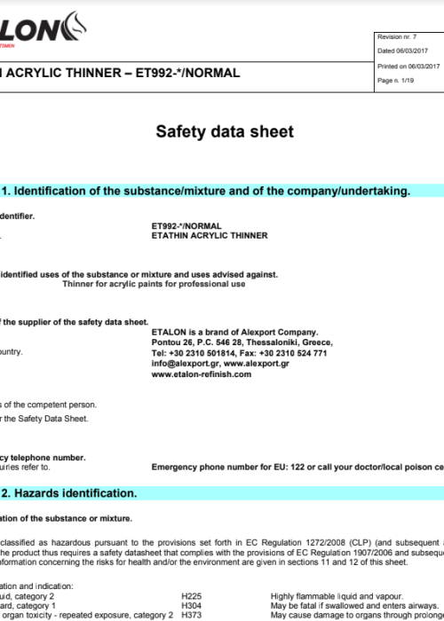 992 ACRYLIC THINNER NORMAL MSDS (ENG)