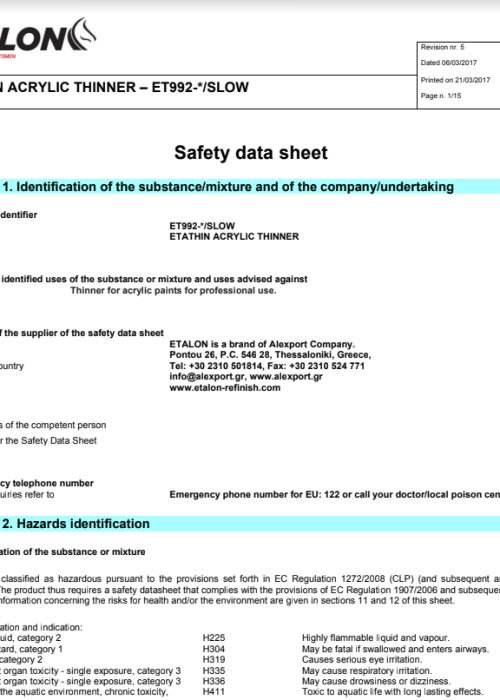 992 ACRYLIC THINNER SLOW MSDS (ENG)