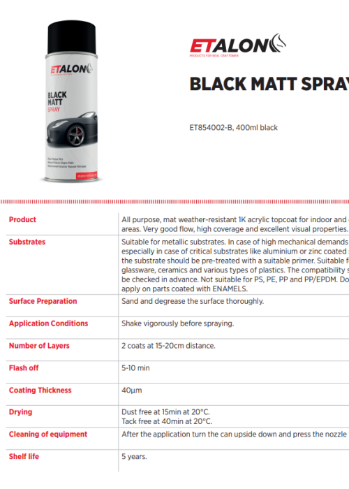 BLACK MATT SPRAY TDS