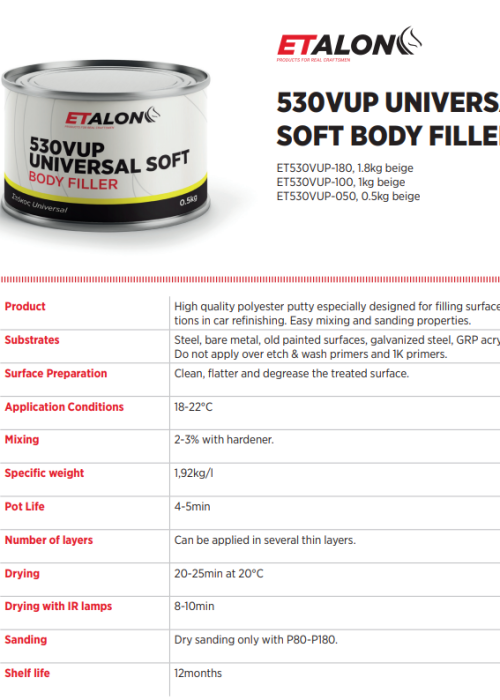 ET530VUP UNIVERSAL SOFT BODY FILLER TDS