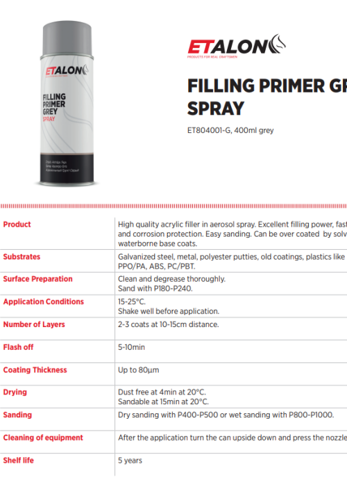 FILLING PRIMER GREY SPRAY TDS