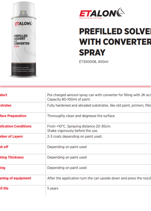 PREFILLED SOLVENT with CONVERTER SPRAY TDS
